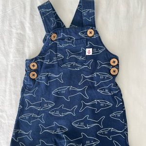 New born shark overalls, carters, like new, smoke free home, pet friendly home